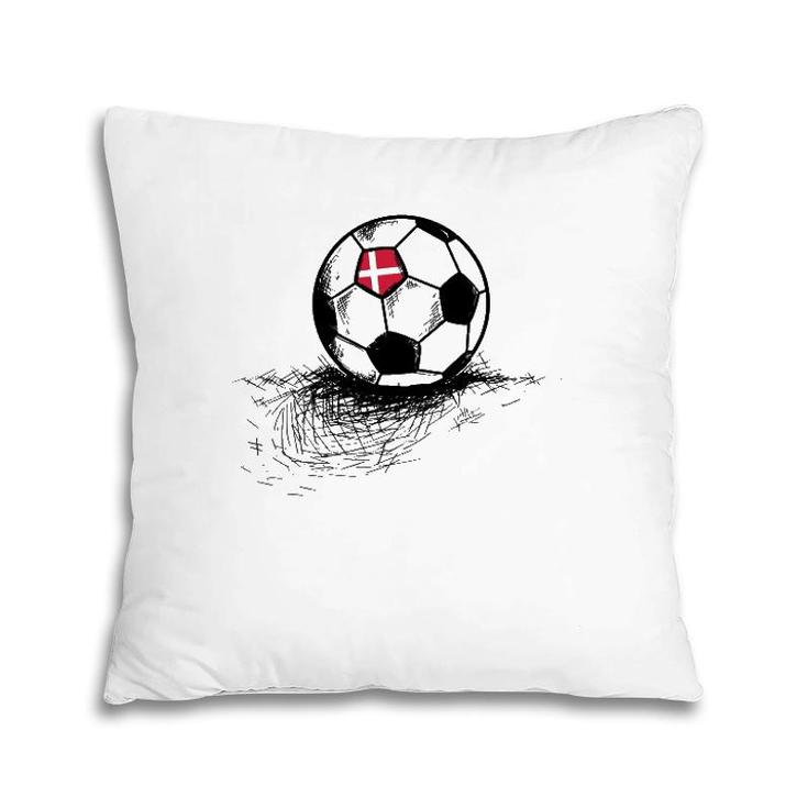 Denmark Soccer Ball Flag Jersey - Danish Football Gift Pillow
