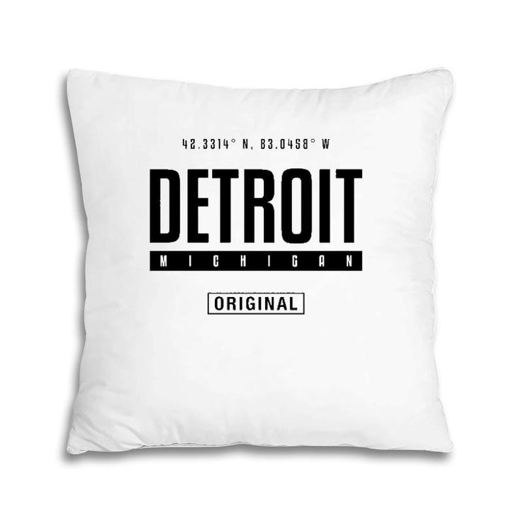 Detroit Coordinates Novelty Graphic Gift For Men Women Pillow