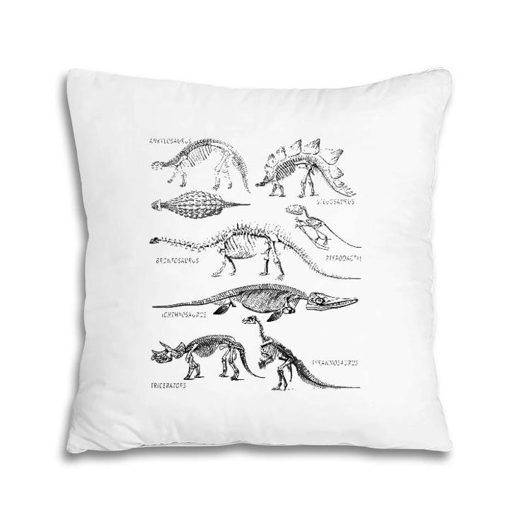 Dinosaur Skeleton Clothing Dino Vintage Paleontology Alt Art Pillow