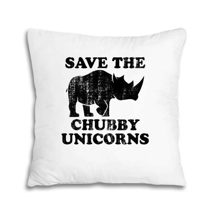Distressed Save The Chubby Unicorns Vintage Style Pillow