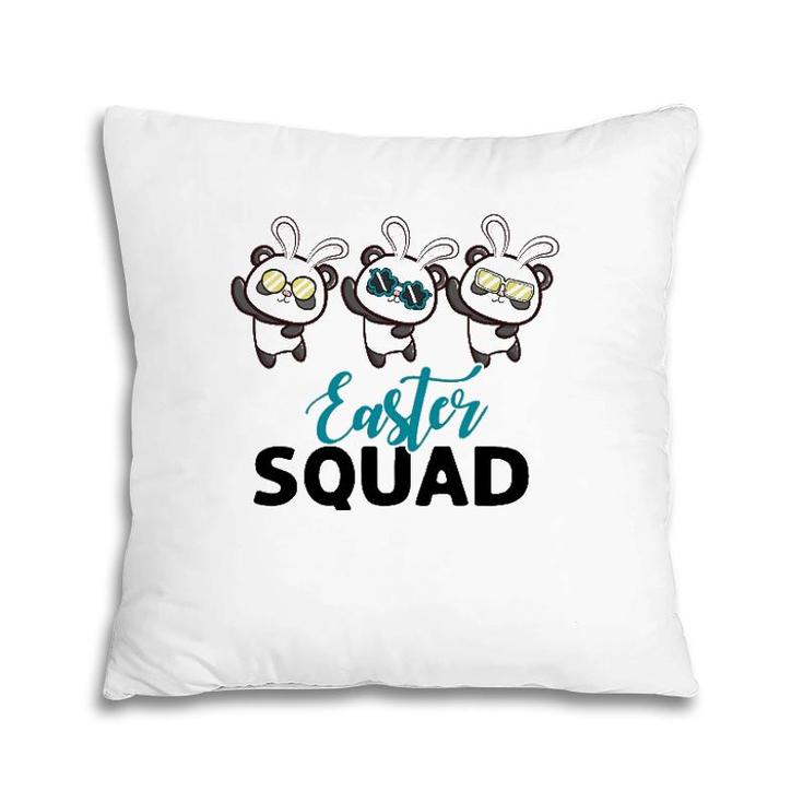 Easter Squad Panda With Bunny Ears Funny Easter Day Pillow
