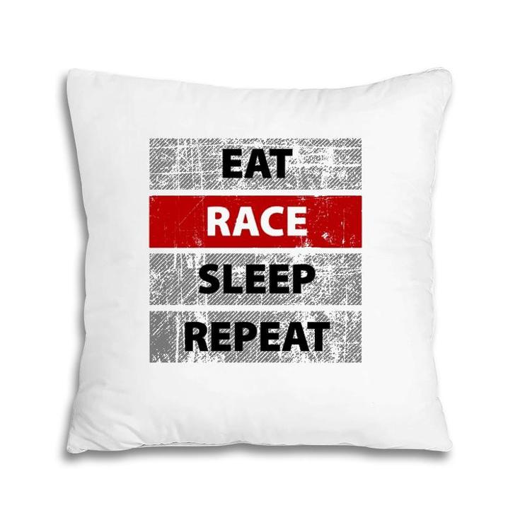 Eat Race Sleep Repeat Vintage Retro Distressed Racing  Pillow