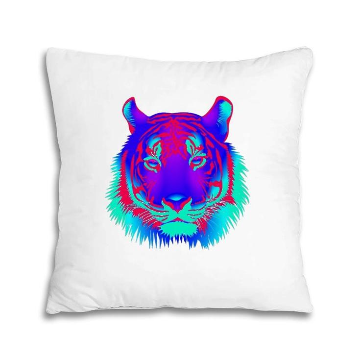 Edm Electronic Dance Techno Colorful Tiger Rave Pillow