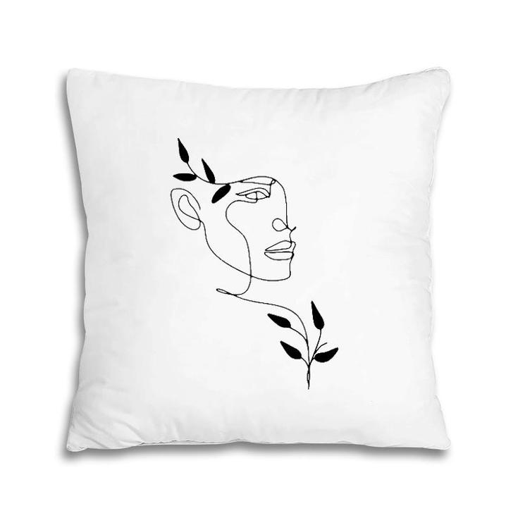 Face Abstract Minimalist Line Art Drawing Tee Aesthetic Top Pillow