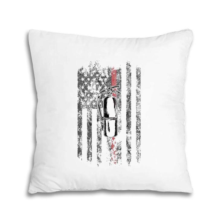 Fire Extinguisher American Flag Thin Red Line Firefighter Pillow