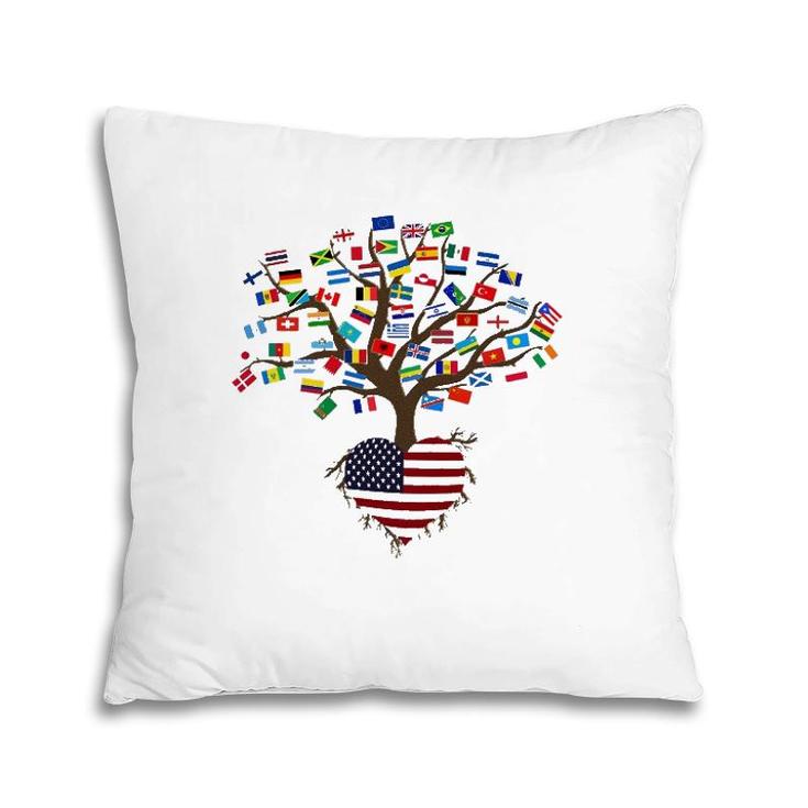 Flags Of The Countries Of The World And American Flag Pillow