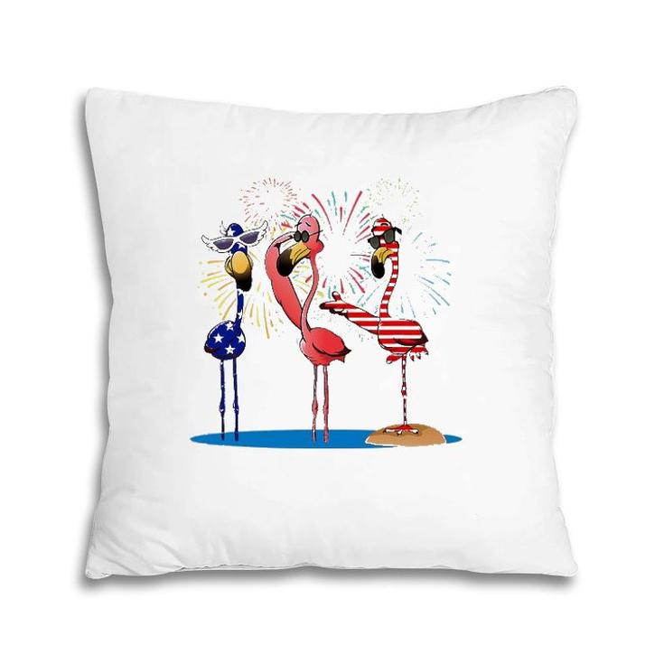 Flamingo American Flag Shadow The 4Th July 2021 Funny Pillow