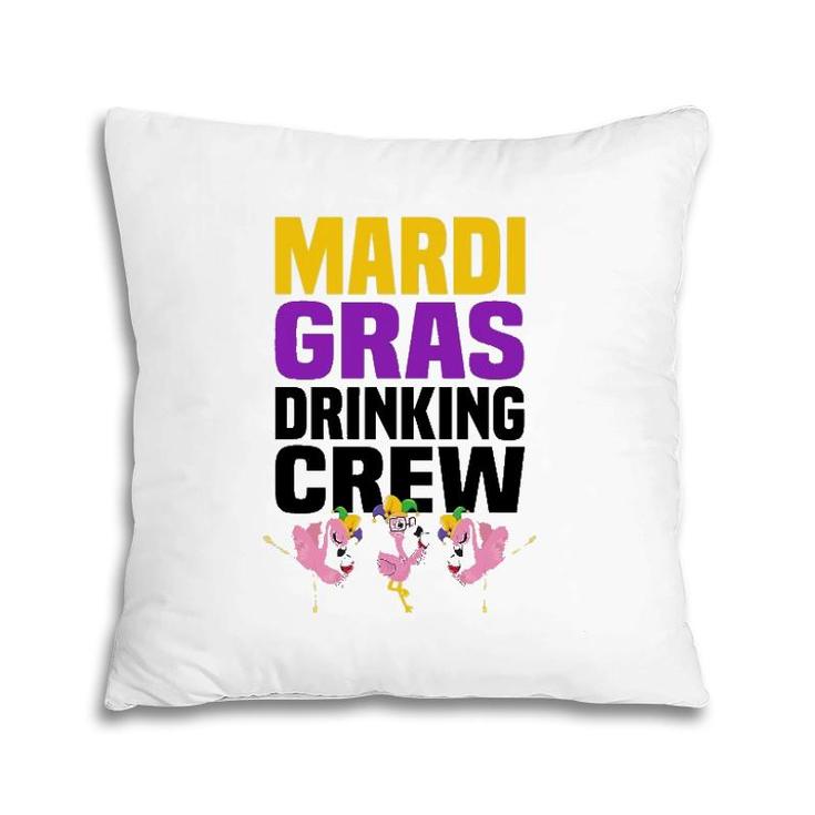 Flamingo Jester Hat Wine Glass Mardi Gras Drinking Crew Pillow