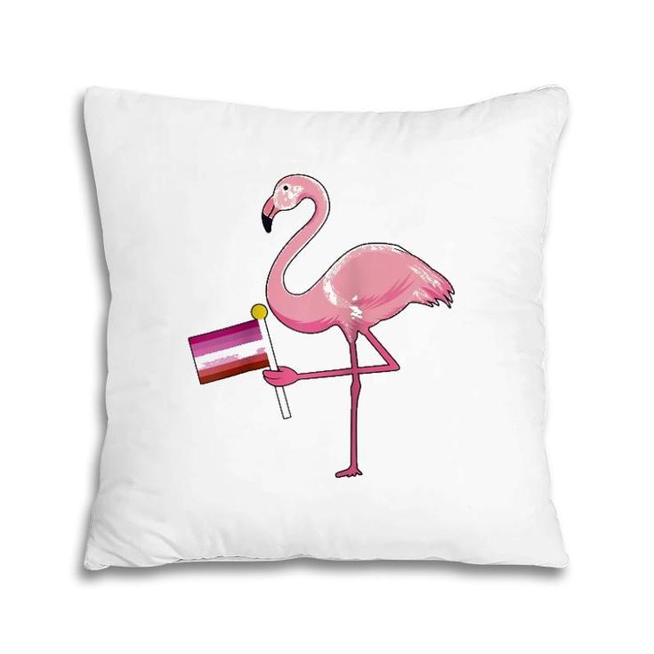 Flamingo Lesbian Flag Cute Lgbt Rainbow Gay Pride Gift Raglan Baseball Tee Pillow