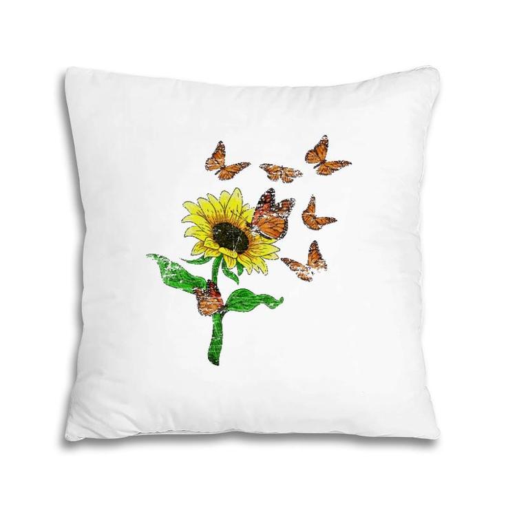 Flower Butterflies Nature Butterfly Sunflower Pillow