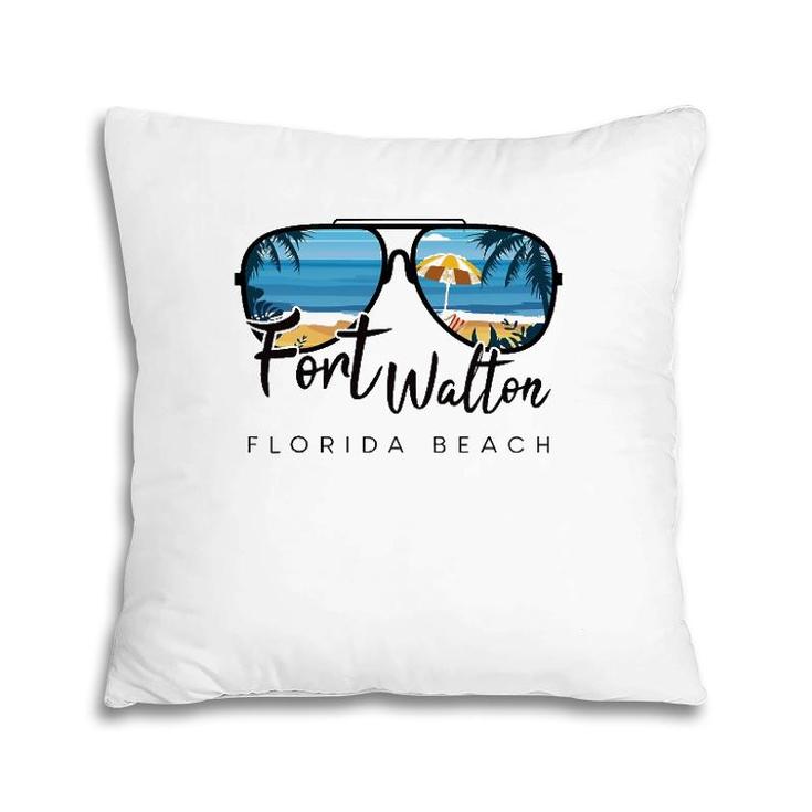 Fort Walton Beach Florida Palm Tree Sunglasses Souvenir Pillow