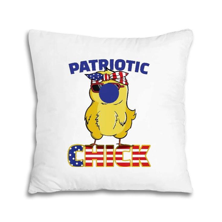 Fourth Of July 4Th Cute Patriotic Chick American Flag Gift  Pillow