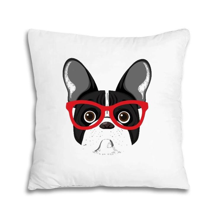 Frenchie With Glasses - Frenchie Bulldog  Pillow