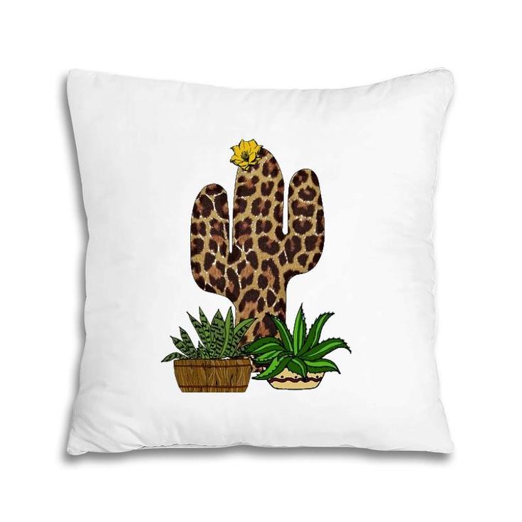 Funny Cactus  Leopard Print Succulent Plant Lover Gift Pillow