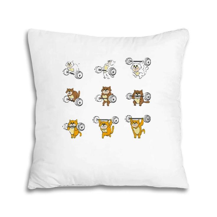Funny Cats Deadlift Barbell Gym Workout  Pillow