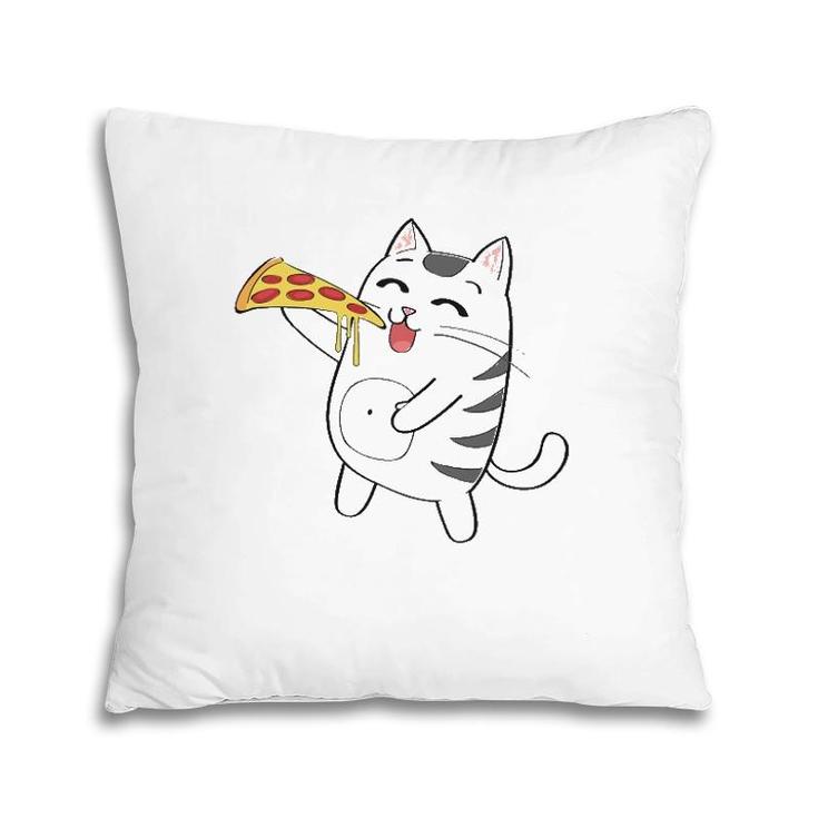 Funny Cute Cat Eating Pizza Cat Pizza Lovers Gift Pillow