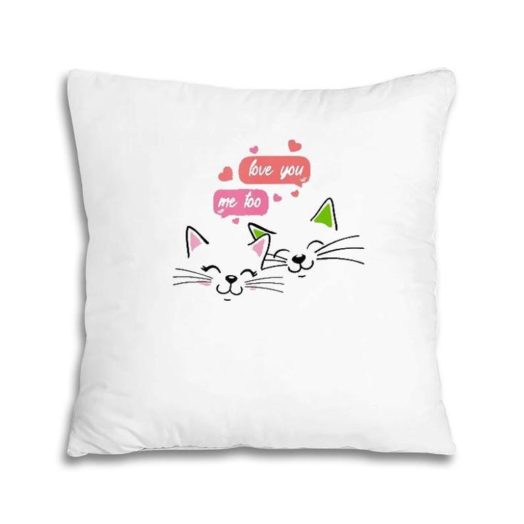 Funny Cute Cats For Cats And Pets Lover For Valentine's Day  Pillow