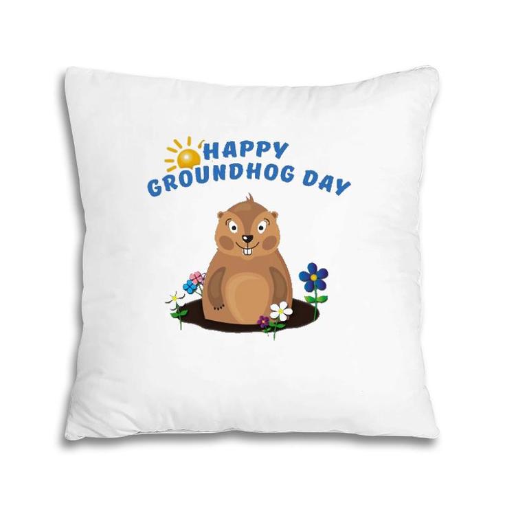 Funny Groundhog Day Spring Happy Groundhog Day Pillow