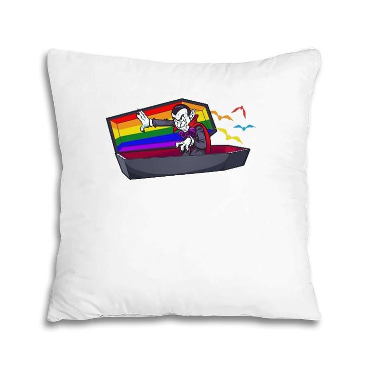 Funny Lgbt Gay Pride Vampire And Bats Halloween Pillow