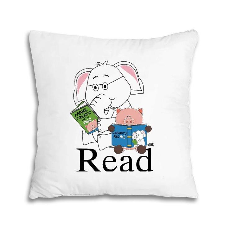 Funny Teacher Library Read Book Club Piggie Elephant Pigeons Pillow