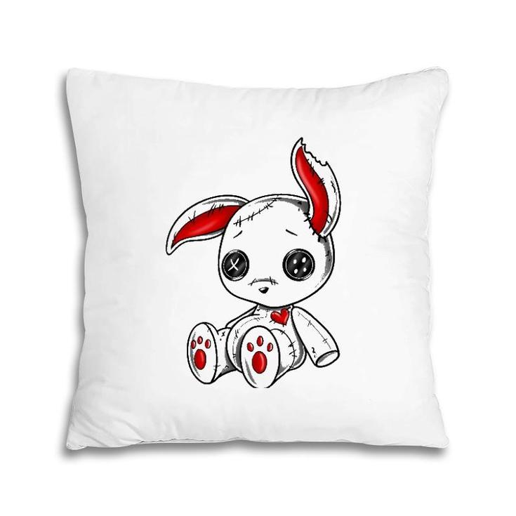 Goth Bunny Cute Gothic White Bunny Red Heart Pillow