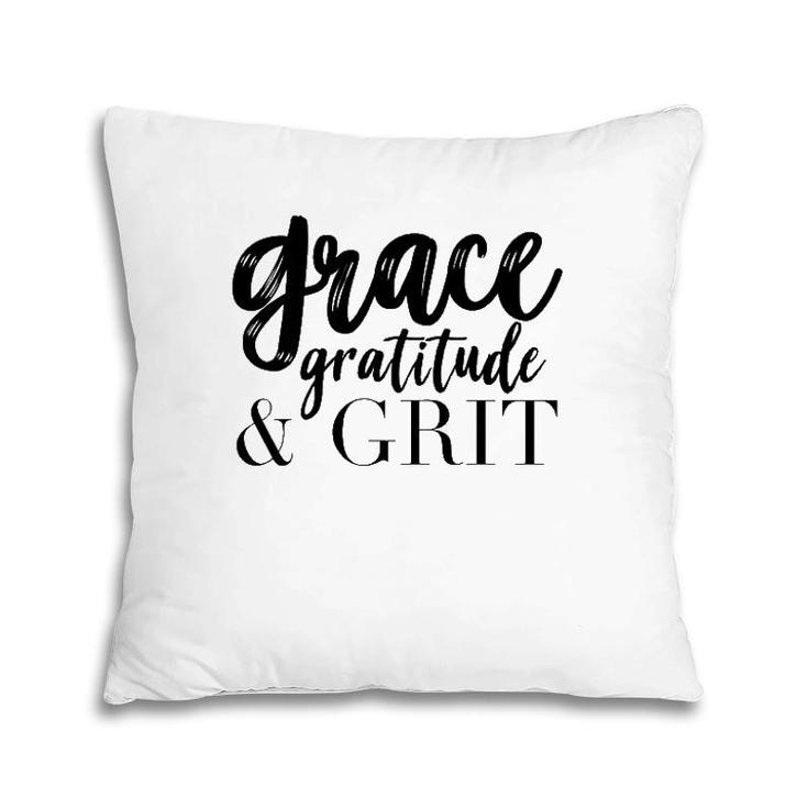 Grace, Gratitude, & Grit Graphic Tee Pillow