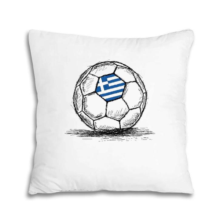 Greece Greek Flag Design On Soccer Ball Artsy Football Pillow