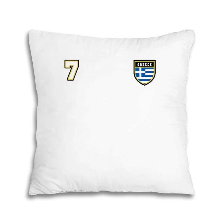 Greece Number 7 Soccer Flag Football Seven Greek Pillow