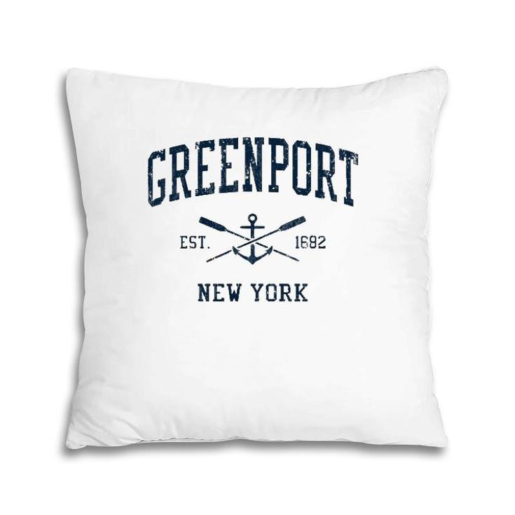 Greenport Ny Vintage Navy Crossed Oars & Boat Anchor Pillow