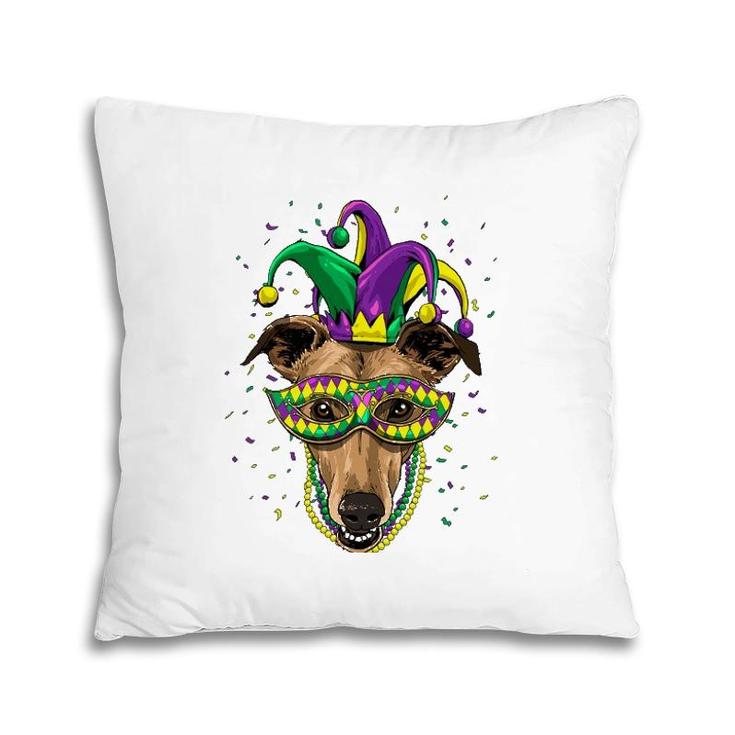 Greyhound Dog Lover Cute Mardi Gras Carnival Jester Pillow