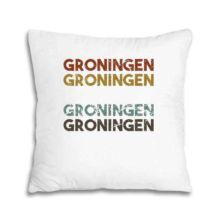 Groningen Netherlands Vintage 80'S Style Pillow