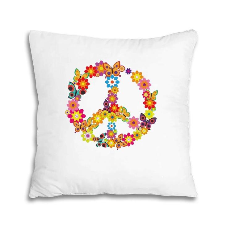 Groovy 70'S Butterfly Peace Symbol  Retro Costume Party Pillow