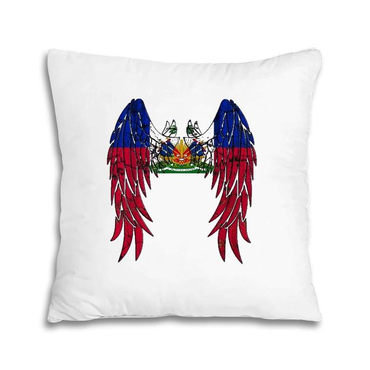 Haitian Flag Angel Wings Jesus Catholic Christian God Haiti Pillow