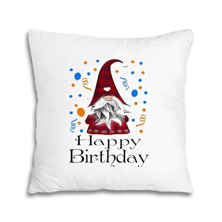 Happy Birthday Gnome Red Buffalo Plaid Cute Party Gifts Pillow
