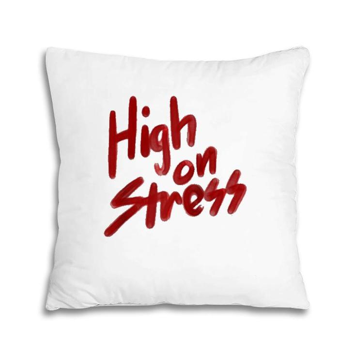 High On Stress Retro Red Spraypaint Graphic Raglan Baseball Tee Pillow