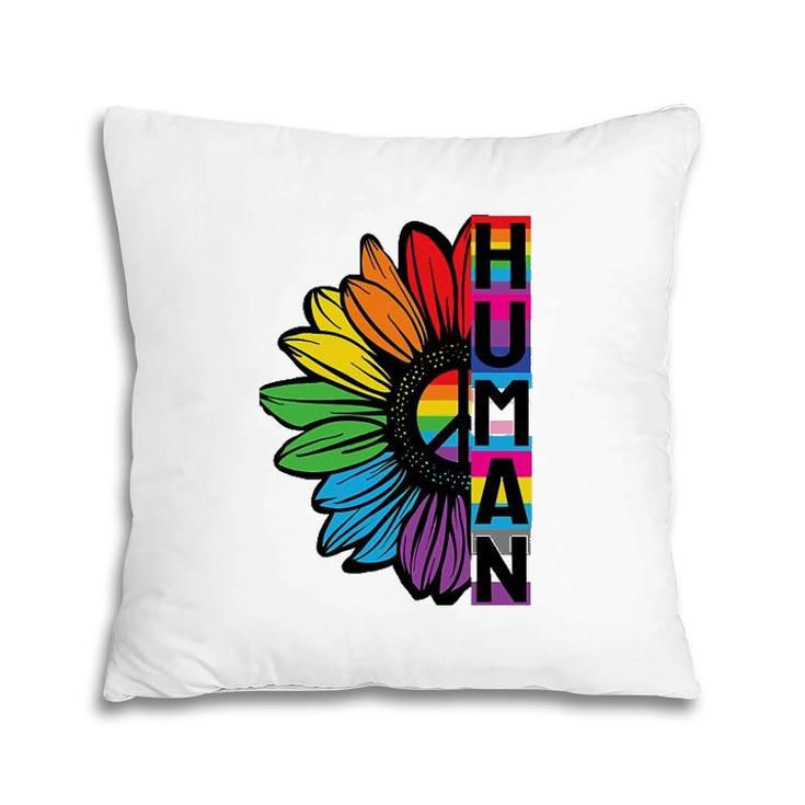 Human Sunflower Lgbt Flag Gay Pride Month Lgbtq Pillow