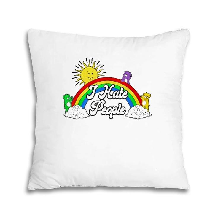 I Hate People Rainbow Printed Pillow