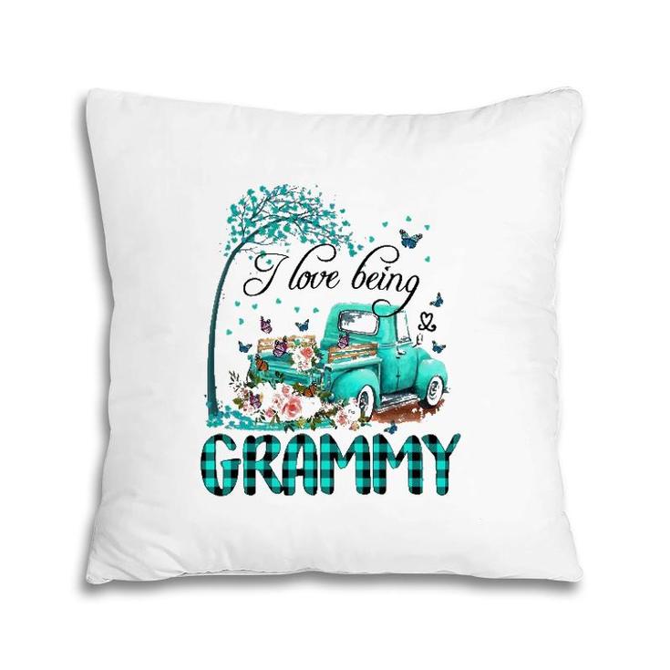 I Love Being Grammy Flower Truck Pillow