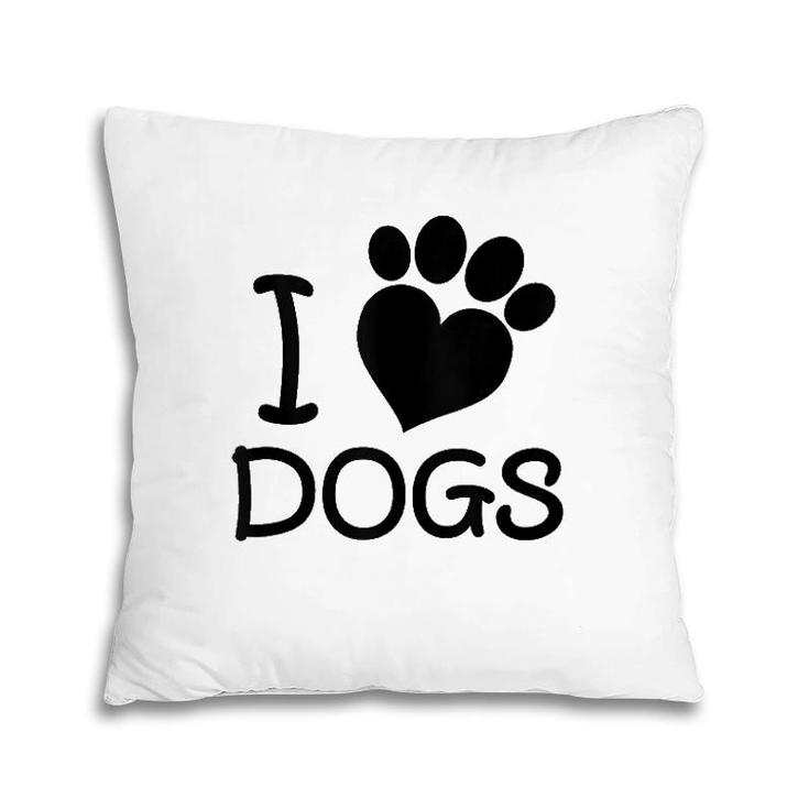 I Love Dogs Heart Paw Dog Lover  Pillow