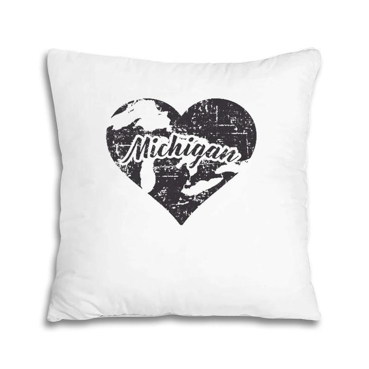 I Love Michigan  Cute Vintage State Pride Gift Pillow