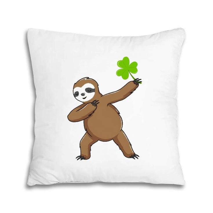 Irish Leprechaun Dabbing Sloth St Patrick's Day Gift Green Pillow
