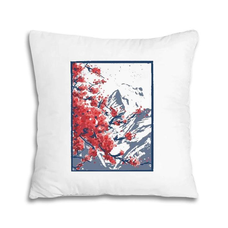 Japanese Cherry Blossom Japanese Art Print Pillow