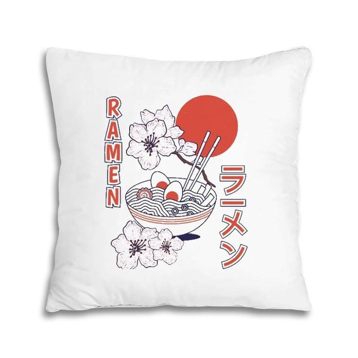 Japanese Noodles Vintage Cherry Blossom Ramen Pillow
