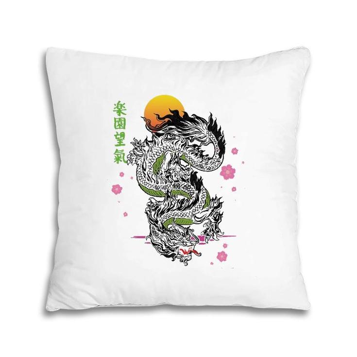Japanese Tokyo Dragon Asian Kanji Sakura Tattoo Aesthetic Pillow