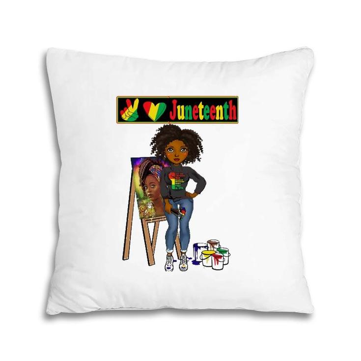 Juneteenth Black Women Melanin Peace Love Juneteenth Women Pillow