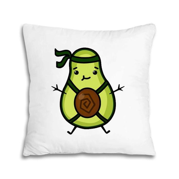 Karate Martial Arts Taekwondo Cute Avocado Cartoon Green Pillow