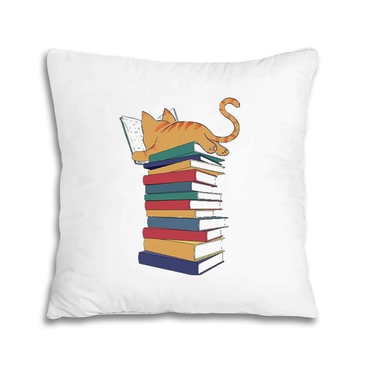 Kawaii Cat Books Gift Womens Pillow