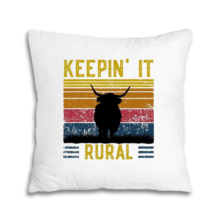 Keepin' It Rural Scottish Highland Cow For Cattle Farmer Pillow