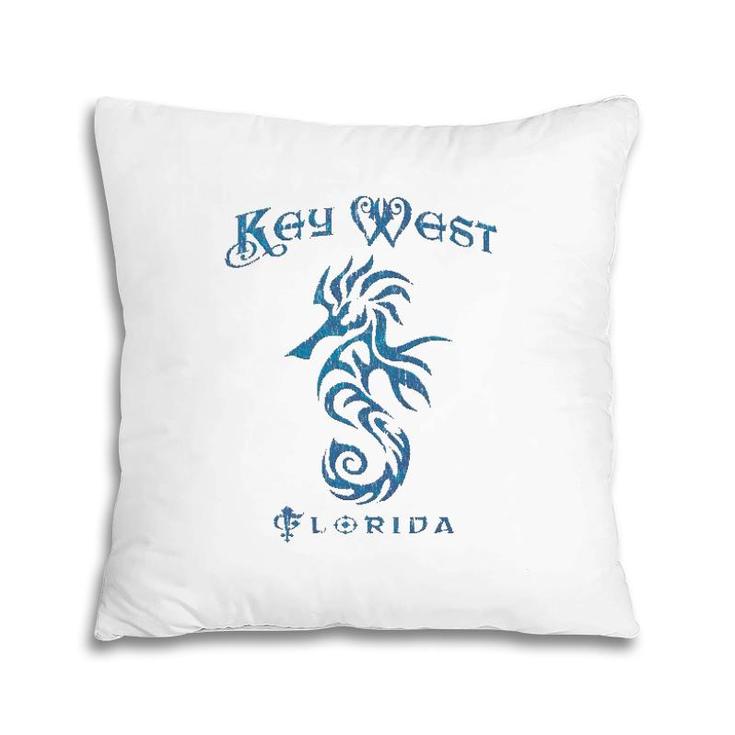 Key West Fl Seahorse Distressed Florida Gift Pillow