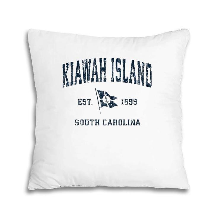 Kiawah Island Sc Vintage Sports Navy Boat Anchor Flag Pillow